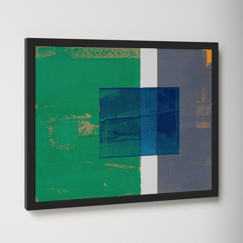 Bold In Blue 1 by Andrea Stokes, 16" H x 20" W x 1.25" D, Black Framed