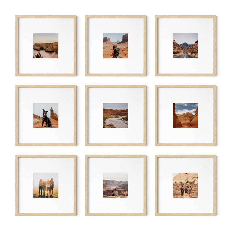 Cadre photo - ensemble de 9, 5 po x 5 po, 10 po x 10 po, Beige