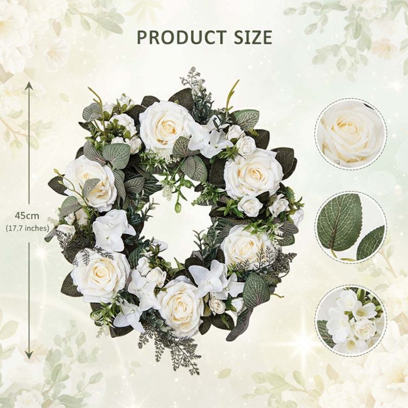 Handcrafted Rose Plastic 45 cm Artificial Wreath
