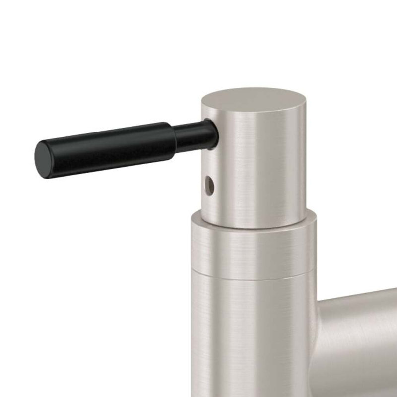 Bridge Kitchen Faucet With Sidespray - Arc Spout, Satin Nickel, With Side Spray, 62 Series Black Stick