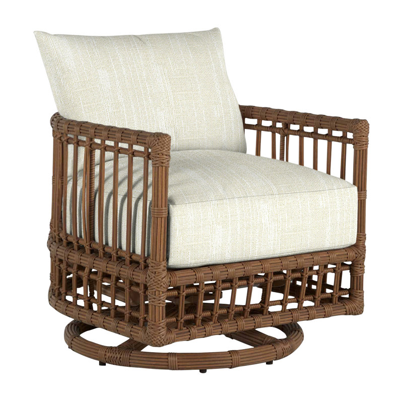 Newport Swivel Patio Chair with Cushions, No Welt, Rollo Cream