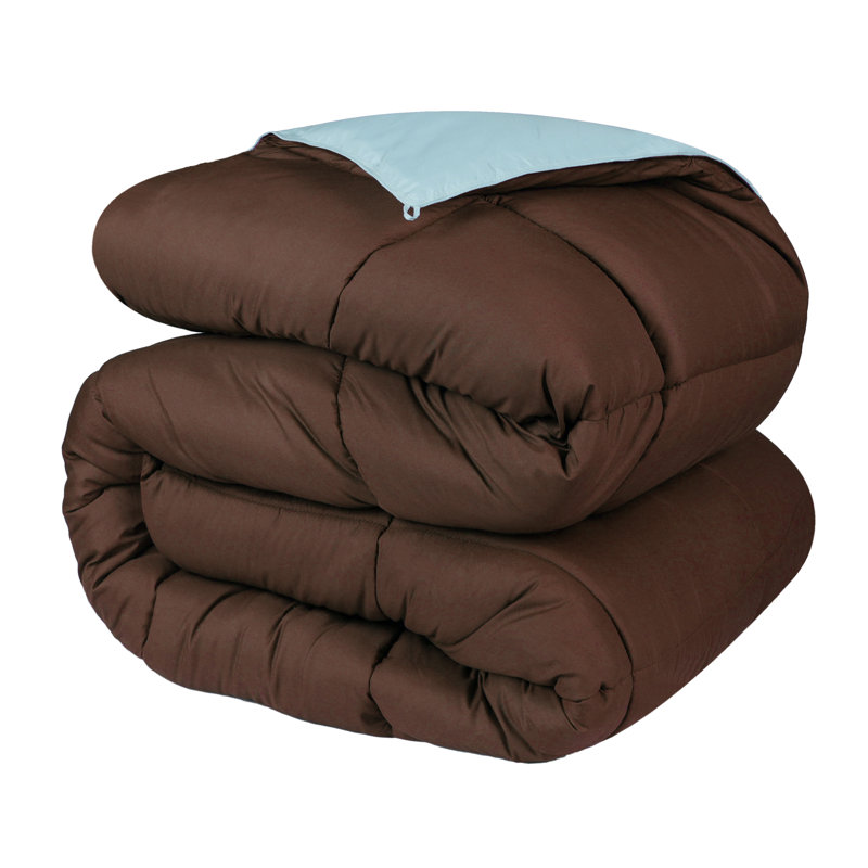 King Reversible Down Alternative Comforter in Chocolate and Sky Blue