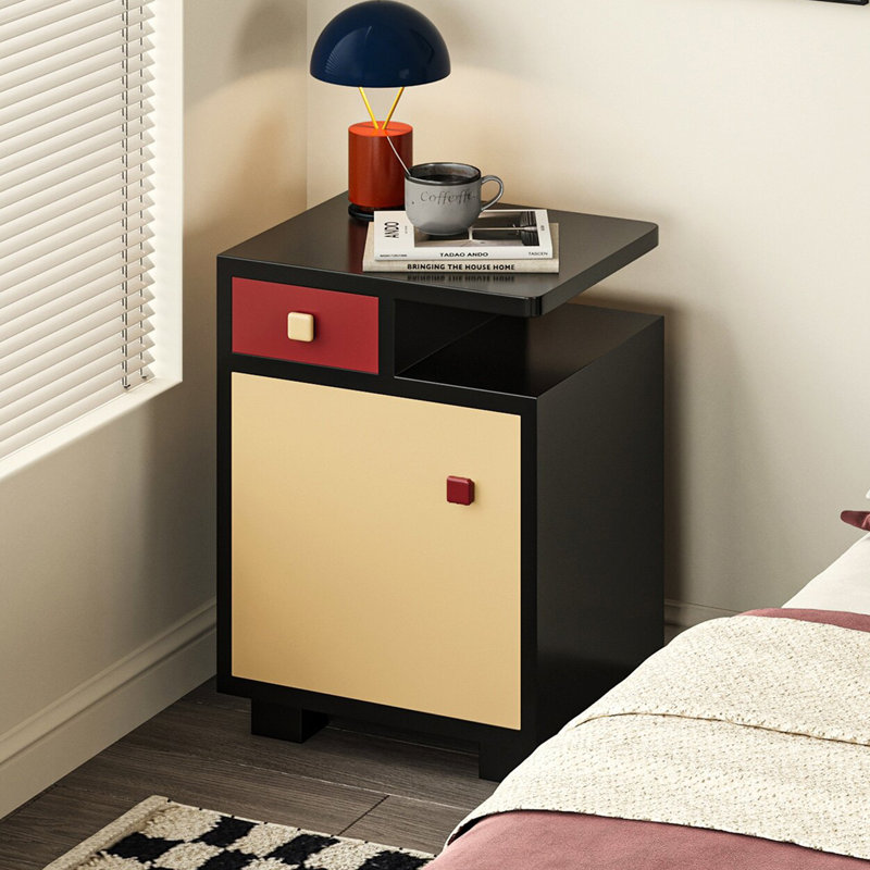 H 22,83 po x l 16,93 po, table de chevet, tiroir, armoire de rangement et tablette