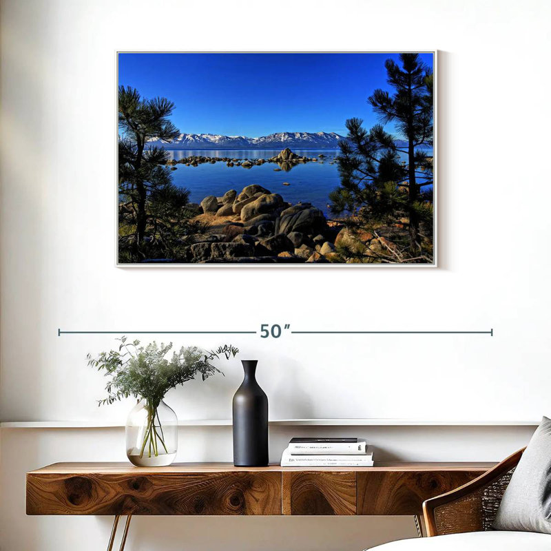 Lac Tahoe depuis l'anse Zephyr, Cadre flottant blanc, 37 po x 25 po