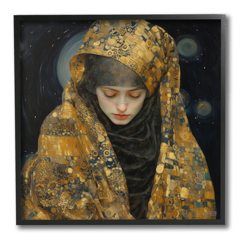 Astral, géométrique, portrait, estampe numérique ArtbyRB, Giclée encadrée noir minuit, H 24 po x l 24 po