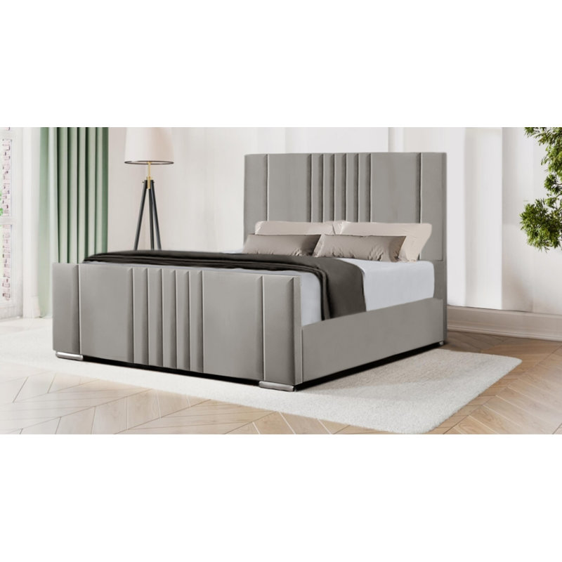 Jovan Upholstered Bed, Double (4'6), Silver