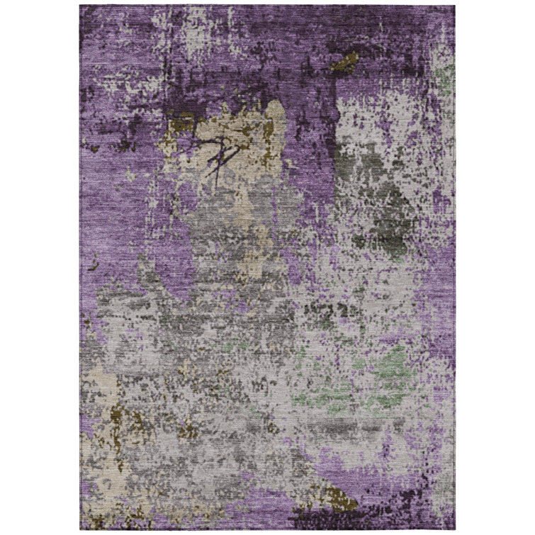 Machine Washable Indoor/Outdoor Xhevrie Lavender Rug