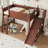 Wooden Loft Bed with Shelves, Wardrobe & Detachable Slide-125006283-125006286