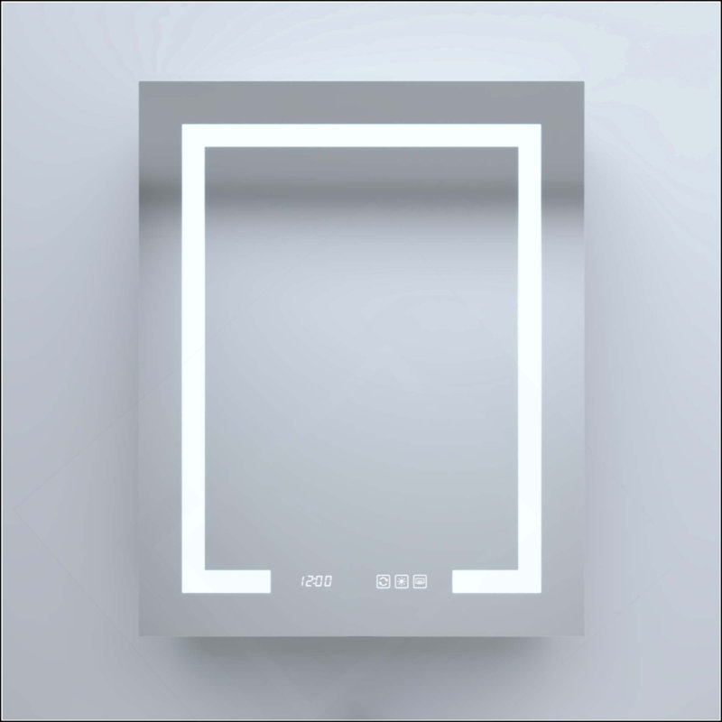 Pharmacie rectangulaire encastrable / à fixation en aluminium avec miroir DEL et horloge