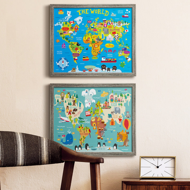 Carte du monde - ensemble de 2 reproductions de cadres photo