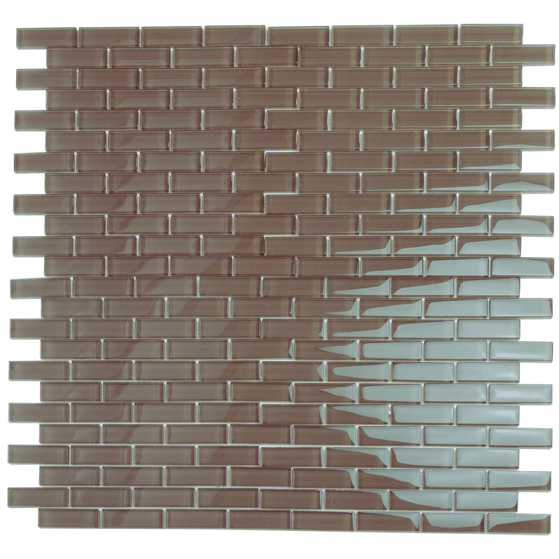 11.9"X 11.9" Polished Glass Brick Tile, Ash Gray