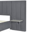 Grand lit plateforme tapissier avec grande tête de lit, mobilier de chambre à coucher, velours, gris