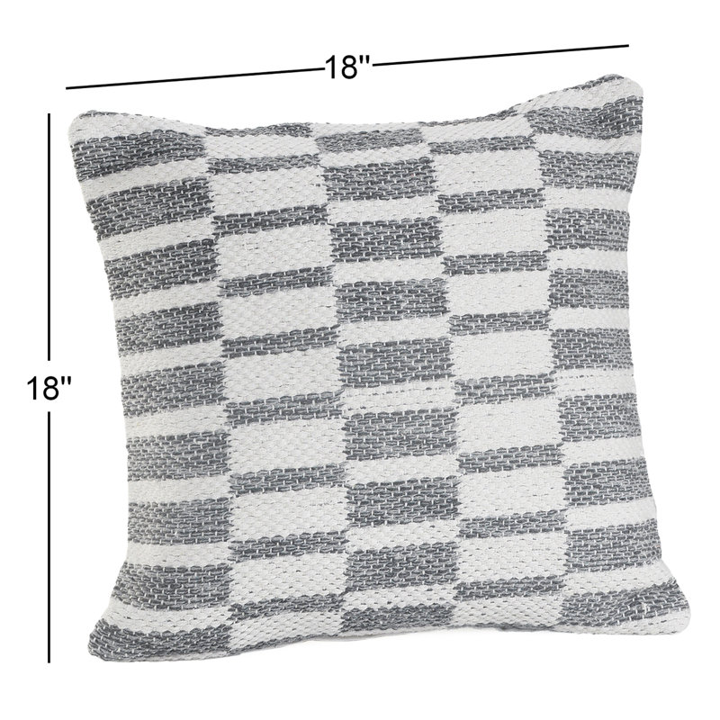 Salah Cotton Throw Pillow, Grey/White, Pillow Cover Only - No Insert