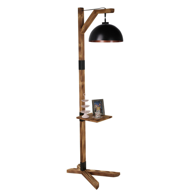 Burney 185cm Tray Table Floor Lamp, Brown