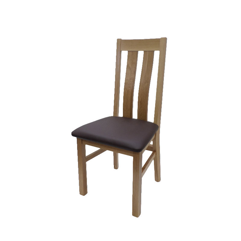 Marley 48cm H Genuine Leather Upholstered Slat Back Dining Chair