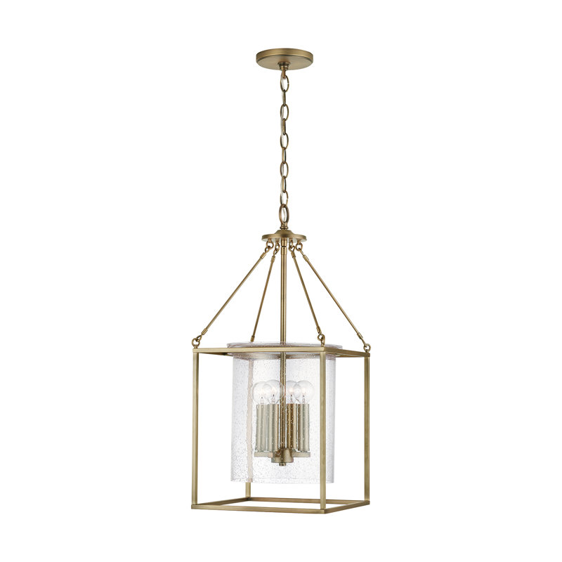 Independent 4 - Light Lantern Pendant, Aged Brass