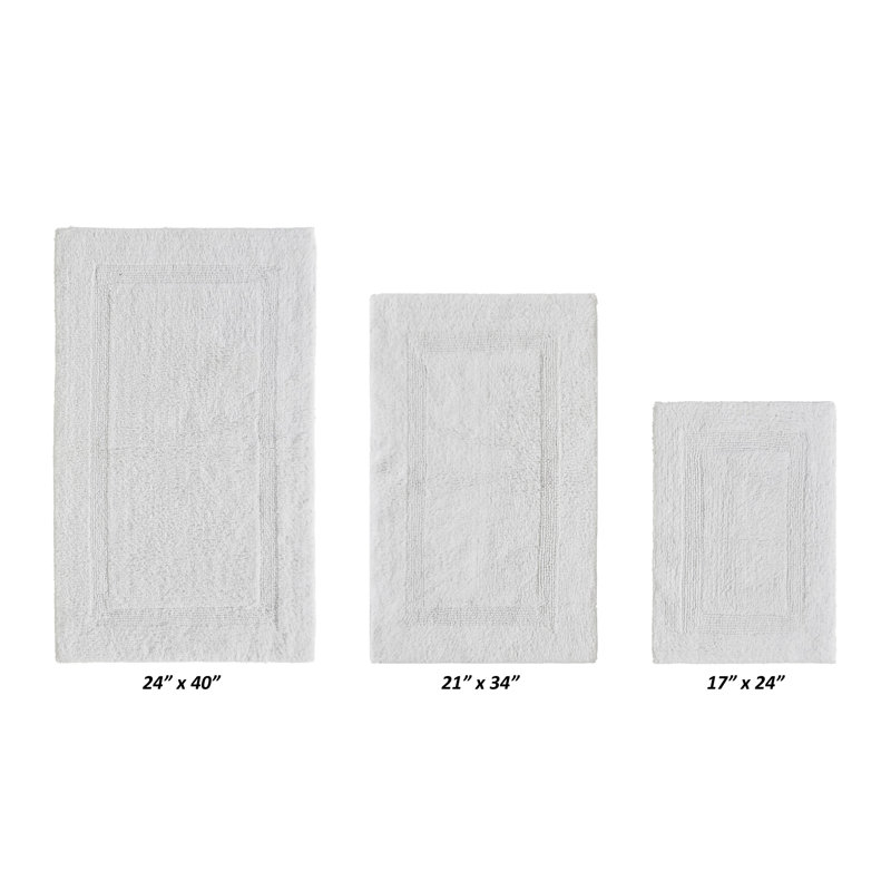 Annerose Premium 100% Cotton 3 Piece Bath Rug Sets, Machine Washable, Super Absorbent & Tufted Weave Reversible Bath Mat for Bathroom, Shower, and Tub, Oeko-Tex Certified Bathroom Rugs