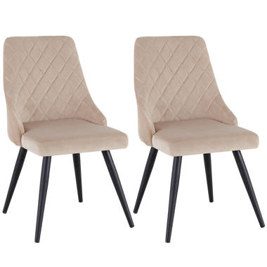 Canora Grey Moderne Corova-Esszimmerstühle aus Kunstleder mit konischen  Metallbeinen und Rautennähten & Bewertungen