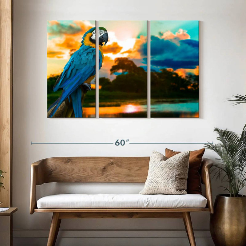 Macaw At Sunset, 32" H x 50" W