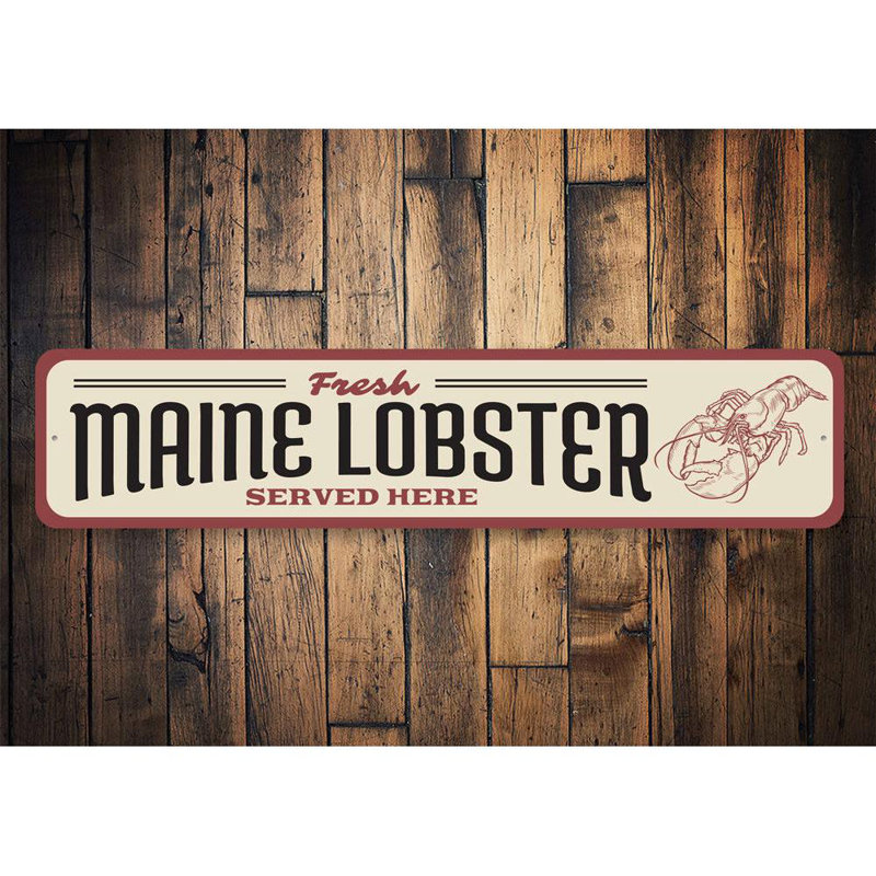 Maine Lobster Seafood Shack Aluminum Sign, 4" H x 18" W x 0.04" D