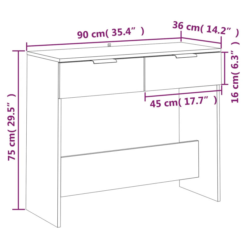 Johnath 90cm Console Table, Sonoma Oak