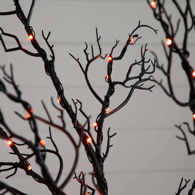 6ft. Pre-Lit Halloween Minimalist Twig Artificial Fall Tree with 320 Orange and Purple LED Lights