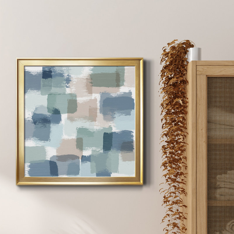 Distant Tides - Peinture sur toile encadrée, Toile encadrée d'or, H 30,5 po x l 30,5 po x P 1,5 po