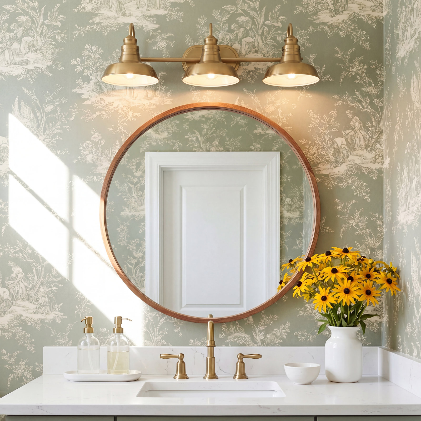 3-Light Vanity Light, Brushed Gold