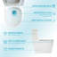 Toilette de salle de bain brute de 12 po, céramique blanche, double chasse 1,1 / 1,6, siège à fermeture douce Siphon Jet, carte de 800 g, céramique facile à entretenir, avec siège en PP pour hygiène et entretien
