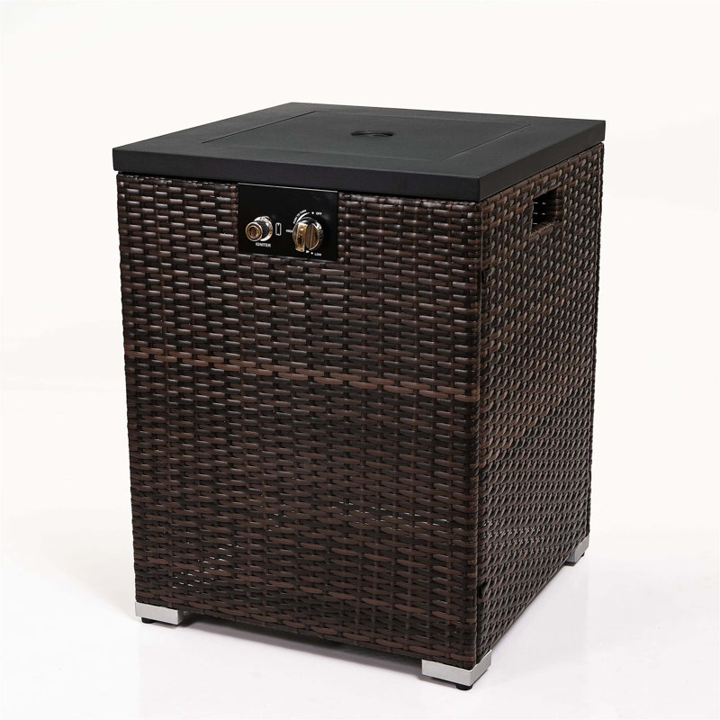 Daely Rectangle Wicker Propane Smokeless Fire Pit