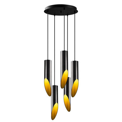 Finbar 5 - Light Black/Golden Cylinder Pendant