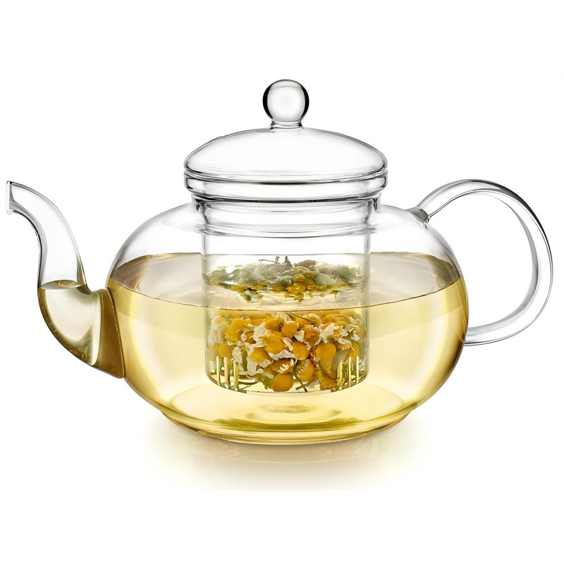 Théière en verre, surface de cuisson et théière en verre borosilicaté allant au micro-ondes avec infuseur en verre amovible