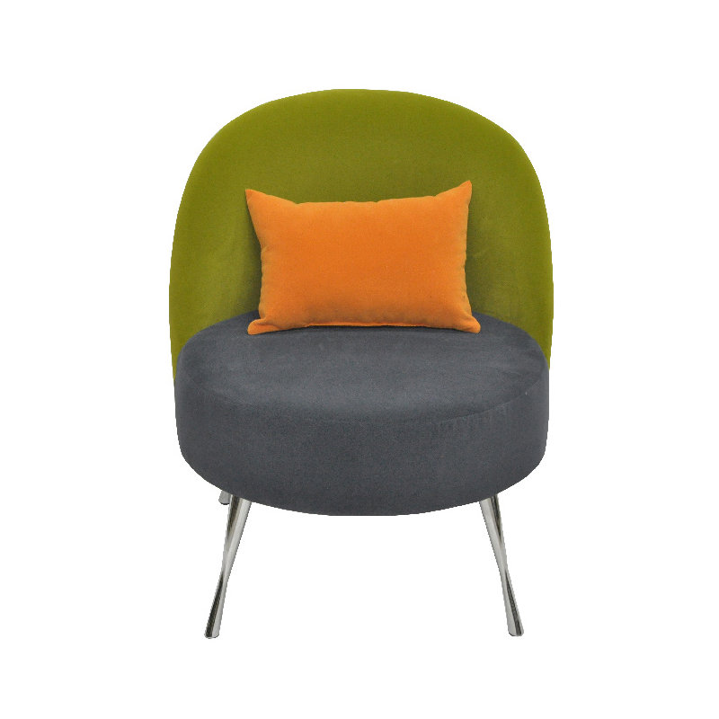 Upholstered Accent Chair, Orange, grey and green