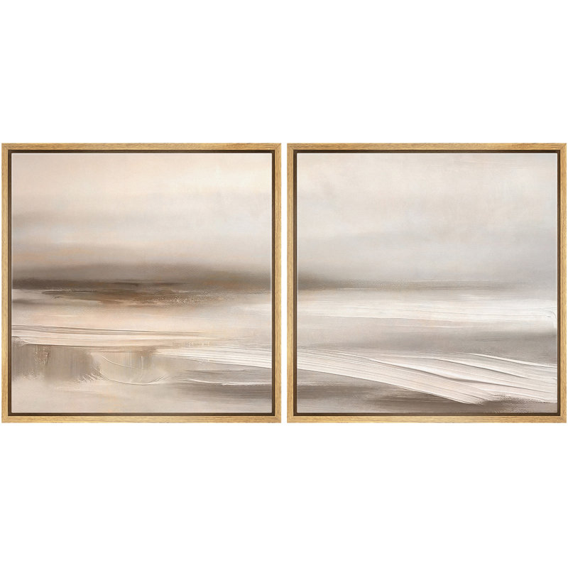 «Warm Neutral Beige Soft», paysage abstrait, ensemble de décorations murales encadrées pour chambre principale, reproduction d'art 2 pièces