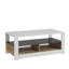 Table basse moderne avec nombreuses tablettes, blanc et chêne, 35,4 x 14,6 x 14,6 pouces | 100% panneau de particules enduit de mélamine, épaisseur: 0,7 pouce | Design mural, élégant et fonctionnel pour les espaces de salon et de bureau-38008677