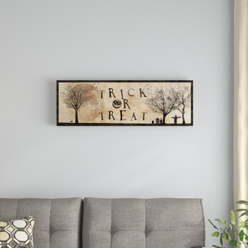Impression sur toile tendue, "astuce" ou treat, H 12 po x l 36 po x P 1,5 po, Cadre noir
