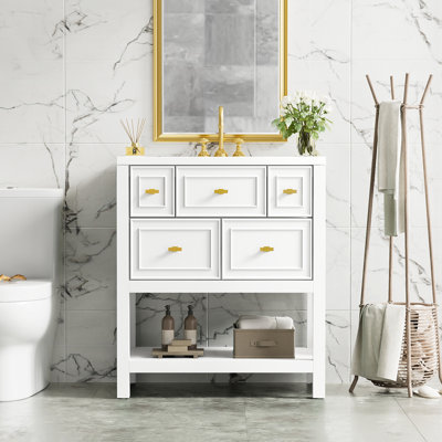 Ensemble de meuble-lavabo simple 29,56 po avec plateau en résine Tavious