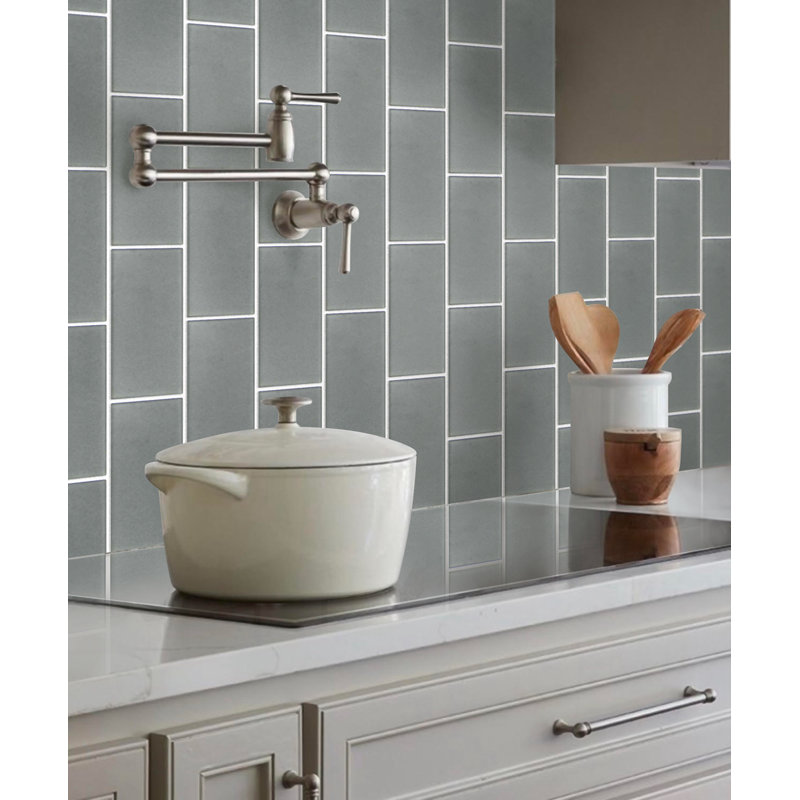3"X 6" Matte Finished Glass Subway Tile, Glacier Gray