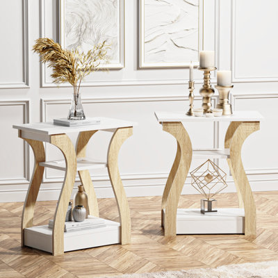 Table de bout de 23,62 po, petite table d'appoint avec prises intégrées pour le salon, la chambre à coucher et la table de chevet