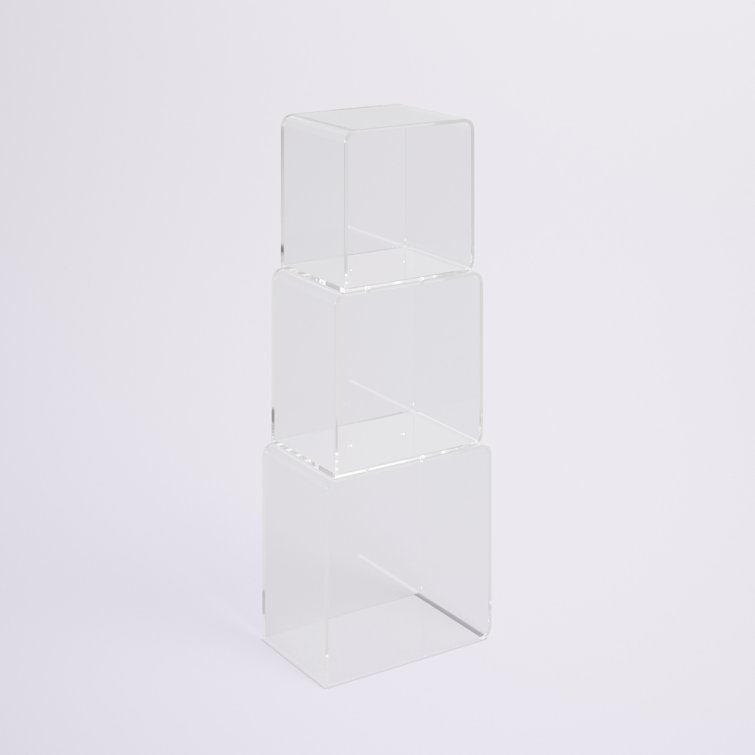 invisibiliter Acrylic Bookcase, 3 Tier Clear Floor Standing Bookshelf, 31.5  inch Tall Display Cube Storage Shelf Home Decor Furniture for Home