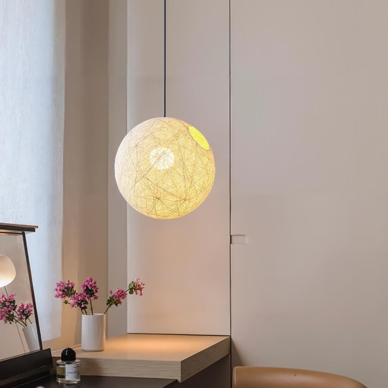 Luminaire suspendu sphère 1 lumière blanc, H 23,62 po x l 23,62 po x P 23,62 po, Blanc