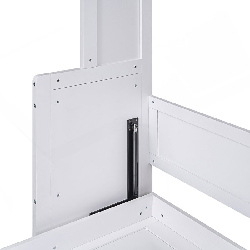 Grand lit escamotable avec tablette, Blanc