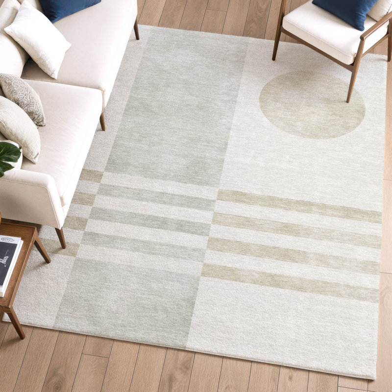 Tapis géométrique lavable à la machine de qualité supérieure Mayfield AMF2131, 10 pi x 14 pi, Linen