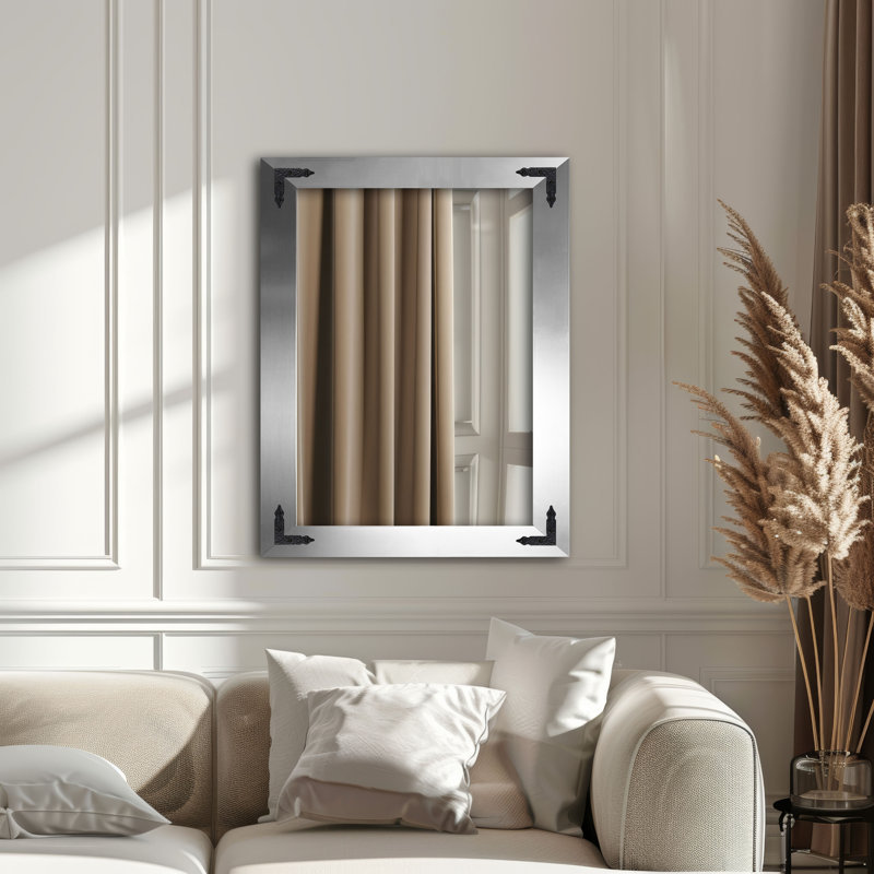 Heavner Flat Wall Mirror, 45" H x 39" W, Silver