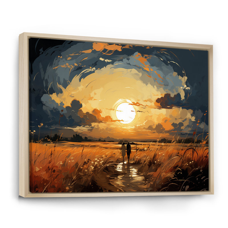 «Wheatfield Sunset Romance, Cadre flottant brun, H 12 po x l 20 po x P 1 po