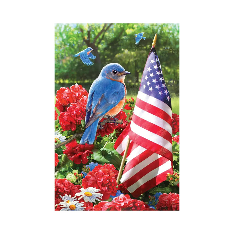 Patriotic Bluebird - Print on Canvas, Wrapped Canvas, 20.32 cm H x 30.48 cm W