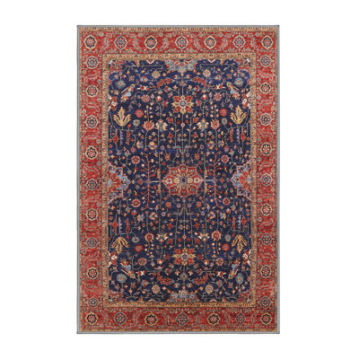 Tapis oriental rouge et bleu