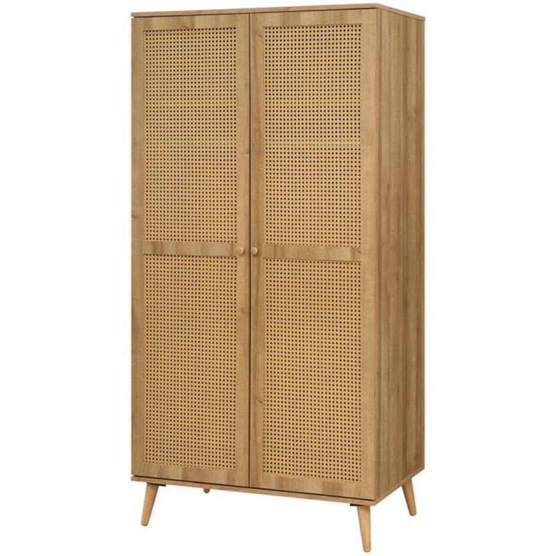 Manila Rattan 2 Door Double Wardrobe, Oak