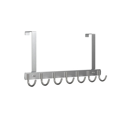 Chloee Long Stainless Steel - 7 Hooks Over-the-Door Hook Rack