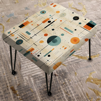Teal And Orange Mid Century Geometric Pattern - Geometric Rectangle Ottoman